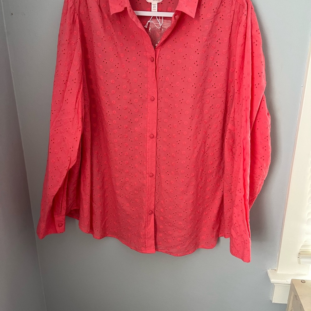 LC Lauren Conrad Boxy Pink Notched Collar Shirt